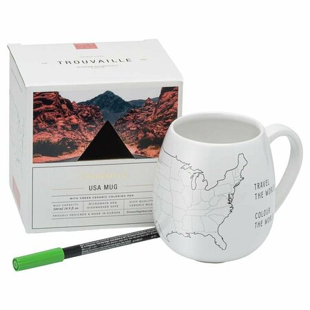 TROUVAILLE GLOBAL MUG USA MAP CRMIC 16.9OZ USAMUG